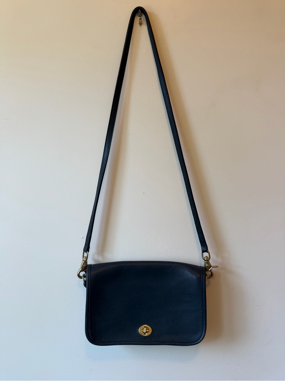 Coach Black Leather Crossbody with Gold Hardware